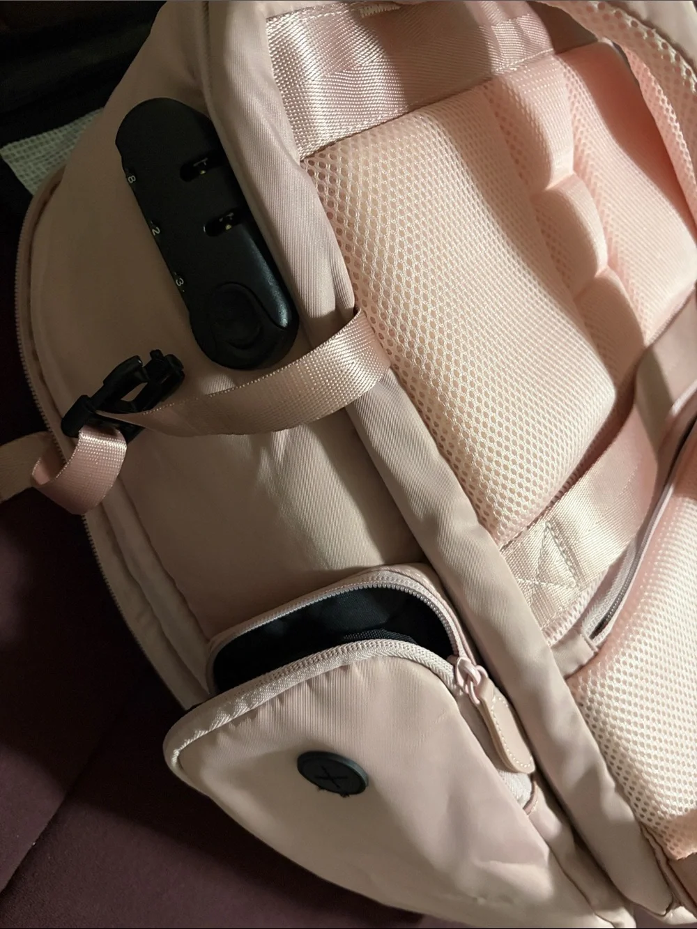 Pale Pink Travel Backpack with Multiple Organizer Pockets